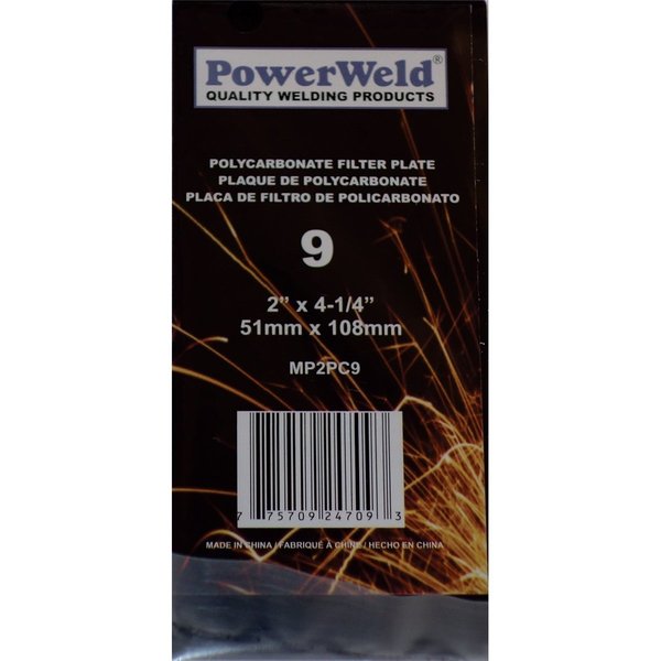 Powerweld Polycarbonate Filter Plate, 2" x 4-1/4", Shade #5 MP2PC5